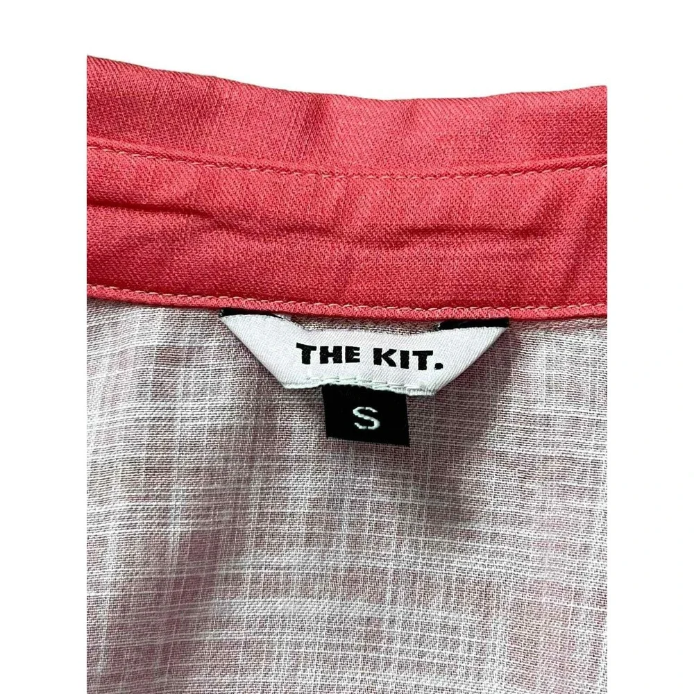 THE KIT Jumpsuit Utility Sz S Cotton Belted Button Front Short Sleeve Coral Pink